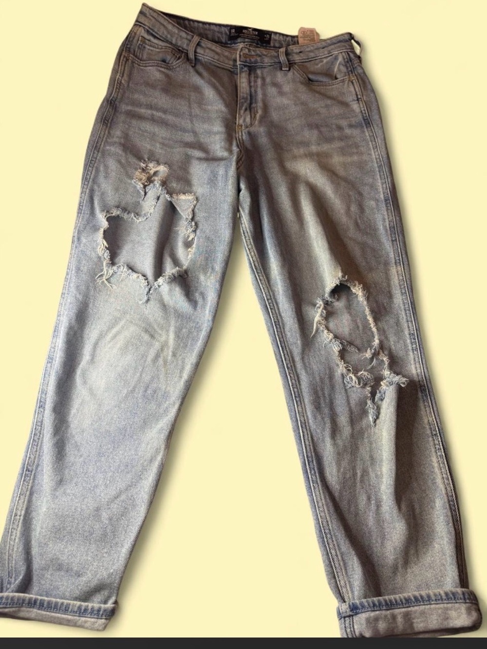 Hollister Light Blue Distressed Boyfriend Jeans with Knee Rips